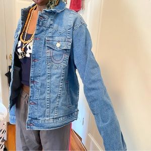 True Religion Demin Jacket Red Stitching - Men